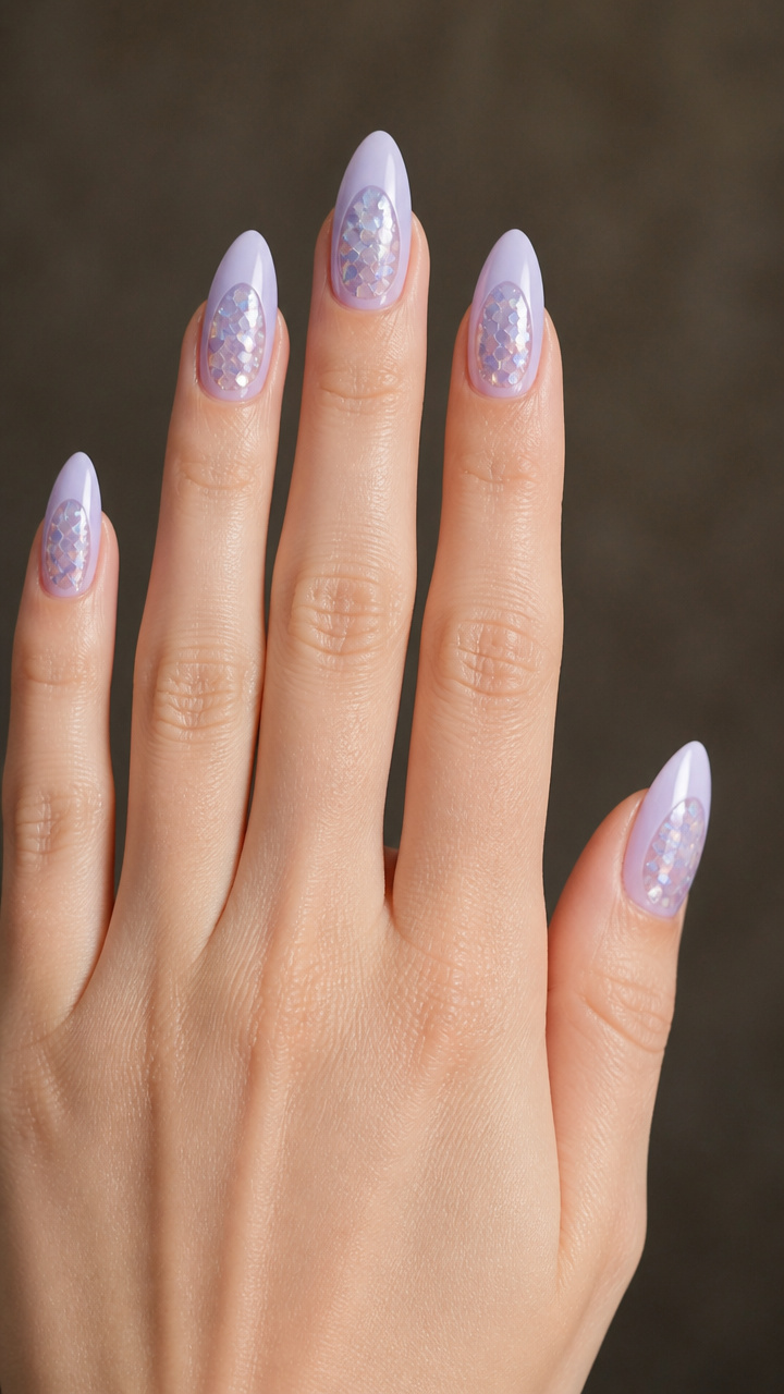 Icy Lavender with Clear Glitter Inlay