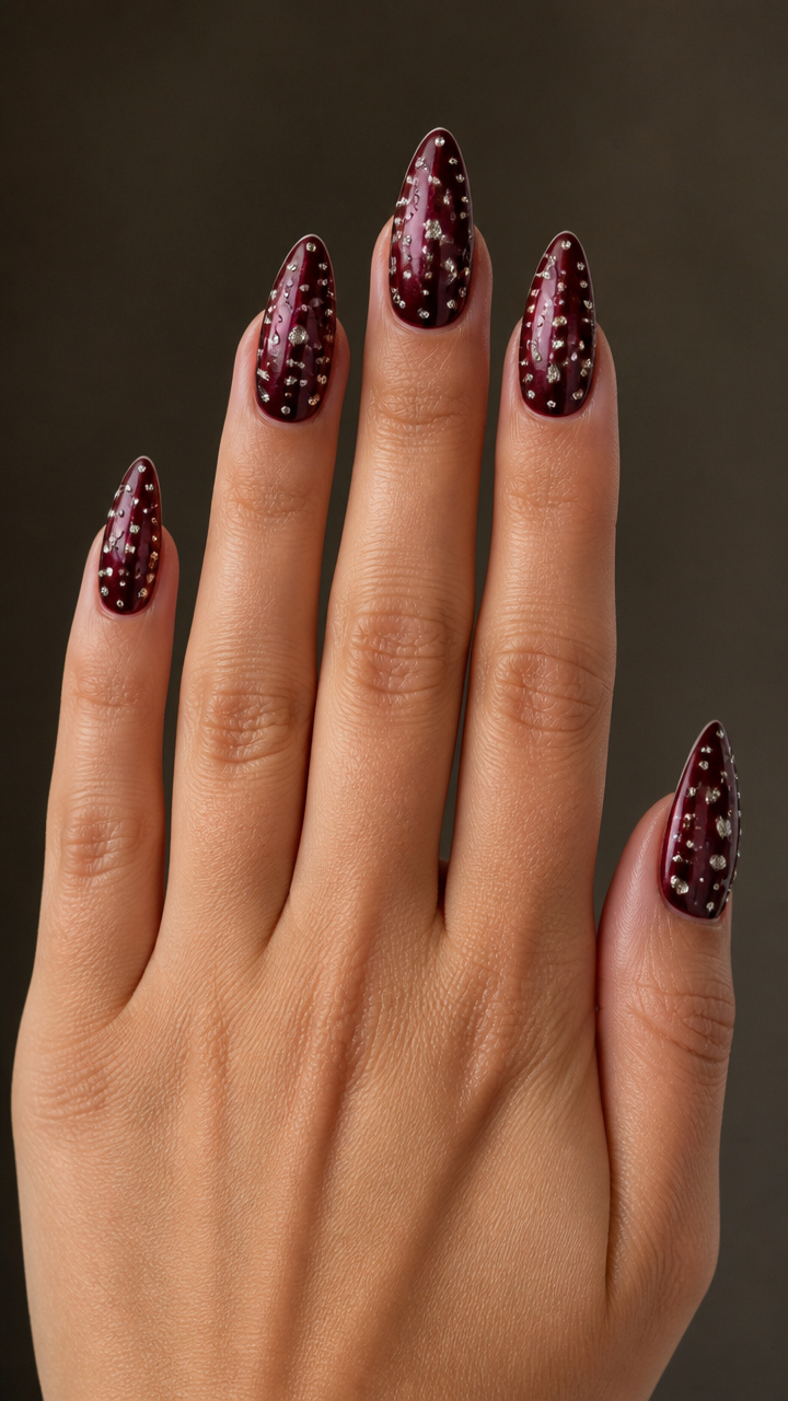 Burgundy Chrome with Rhinestone Snowfall