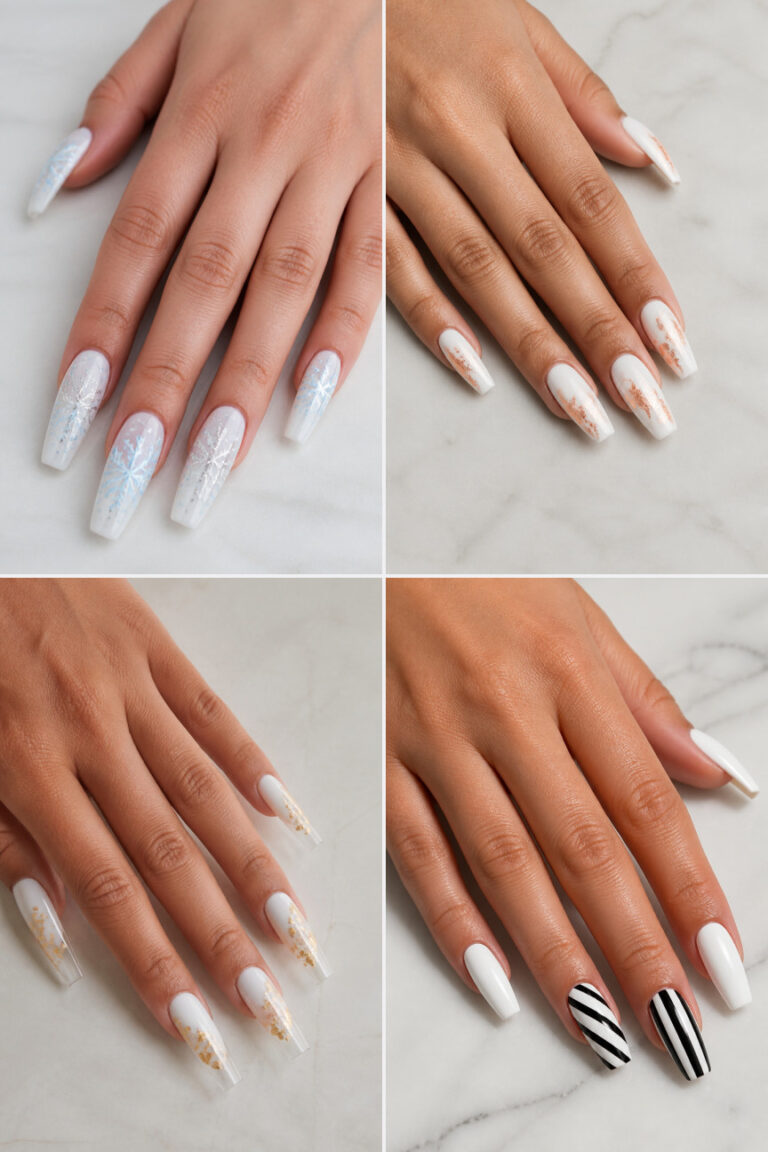 16 White Coffin Nail Designs You'll Be Obsessed With