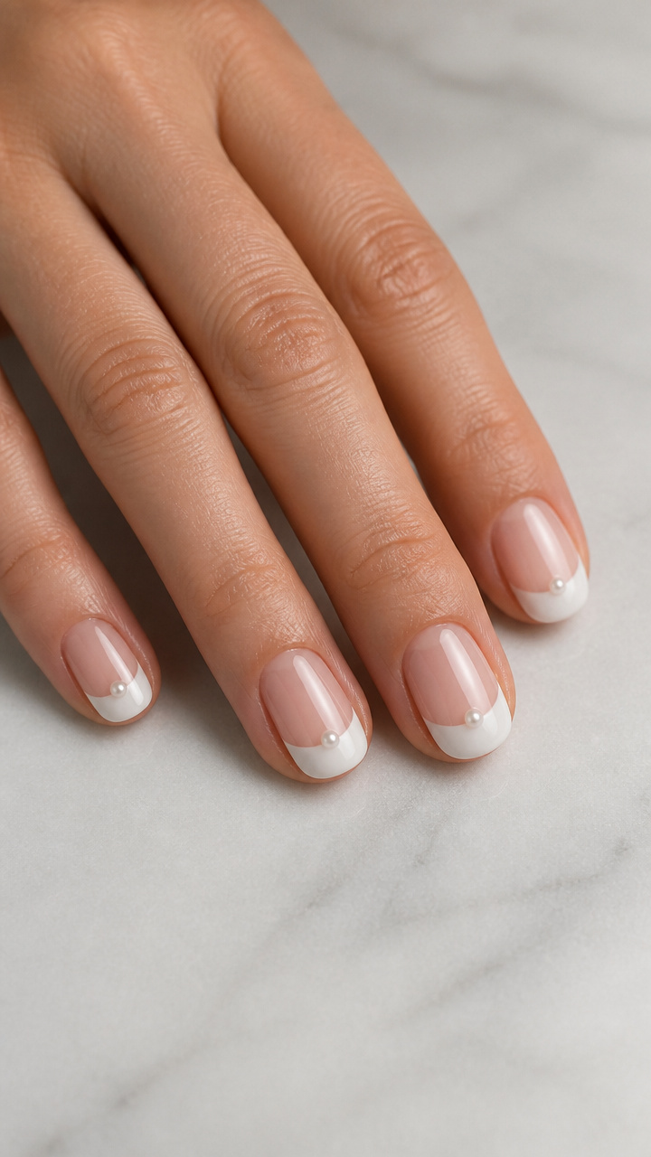 Crisp White Tip with Micro Pearl Accent