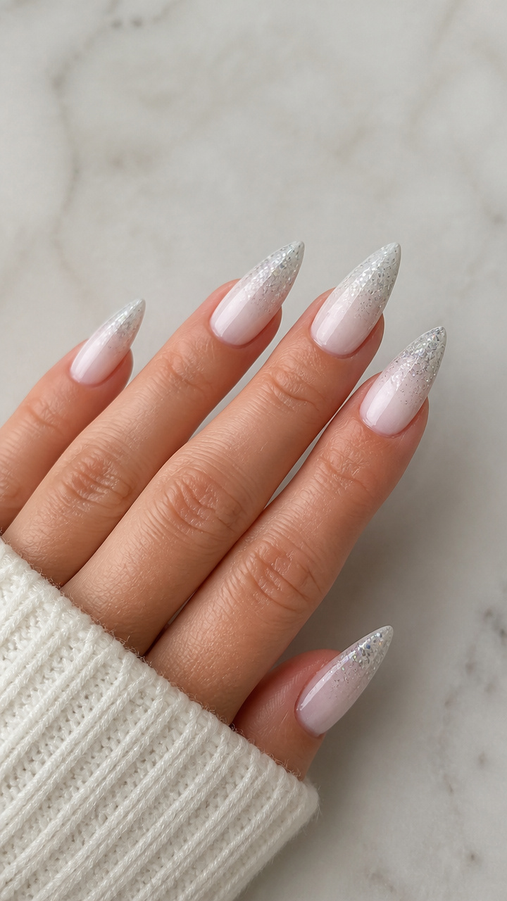 Glitter Gradient White Ombre