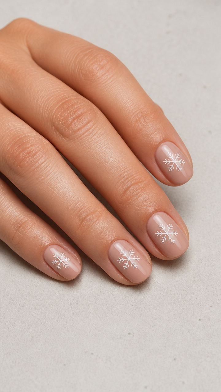 Minimalist Single Snowflake on Nude