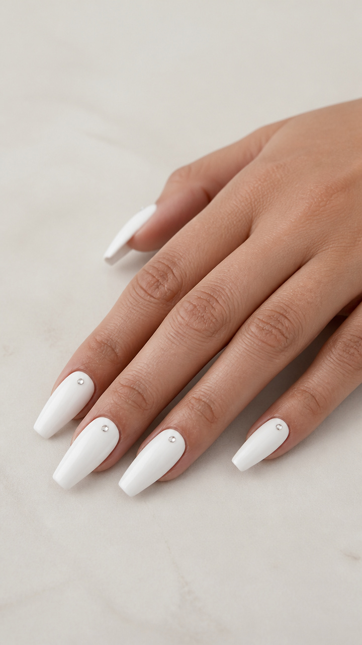 Minimalist White with Single Rhinestone