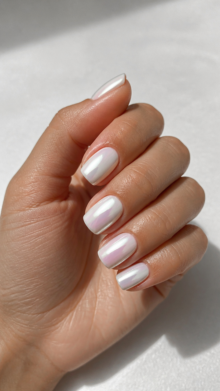 Pearl White Chrome Squoval