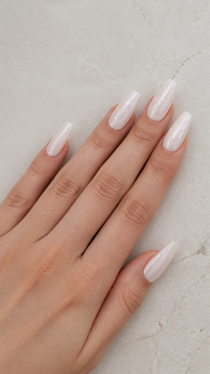 Pearlescent White with Opal Flakes