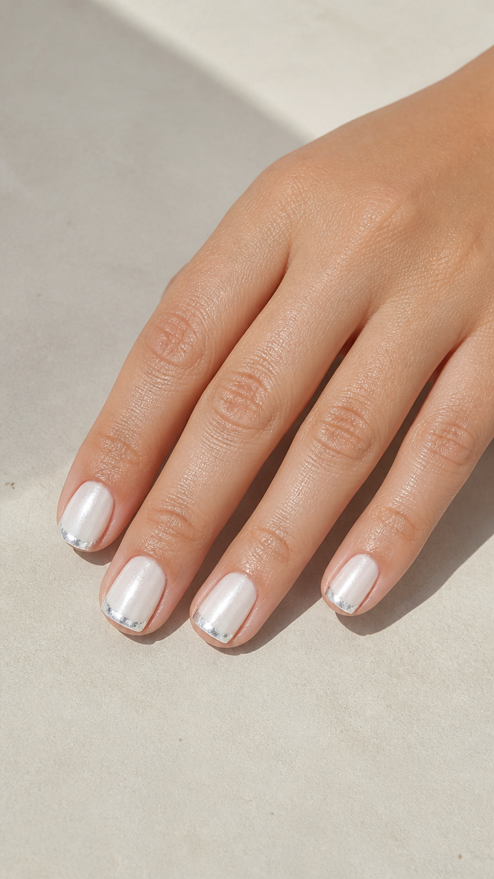 Satin White with Silver Foil Edge