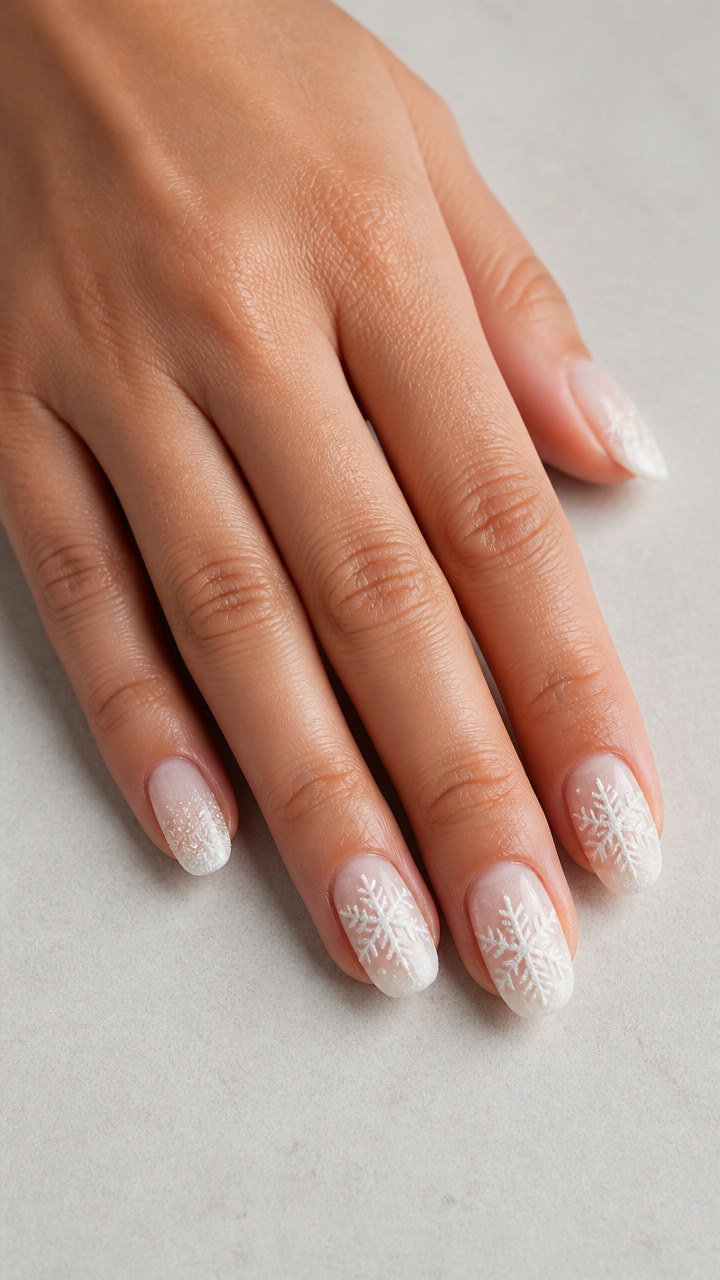Textured White Snowflake with Sugar Effect