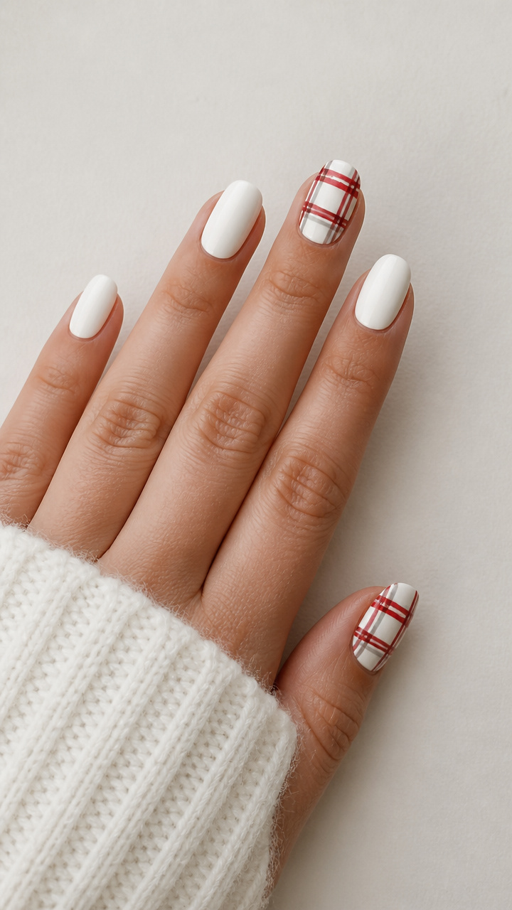 White and Red Plaid Accents