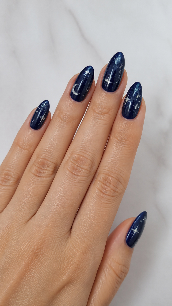 White and Silver Starry Night Sky