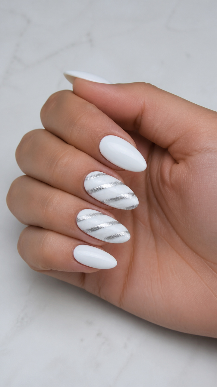 White and Silver Striped Candy Canes
