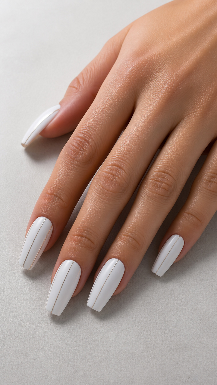 White Coffin with Fine Silver Stripes