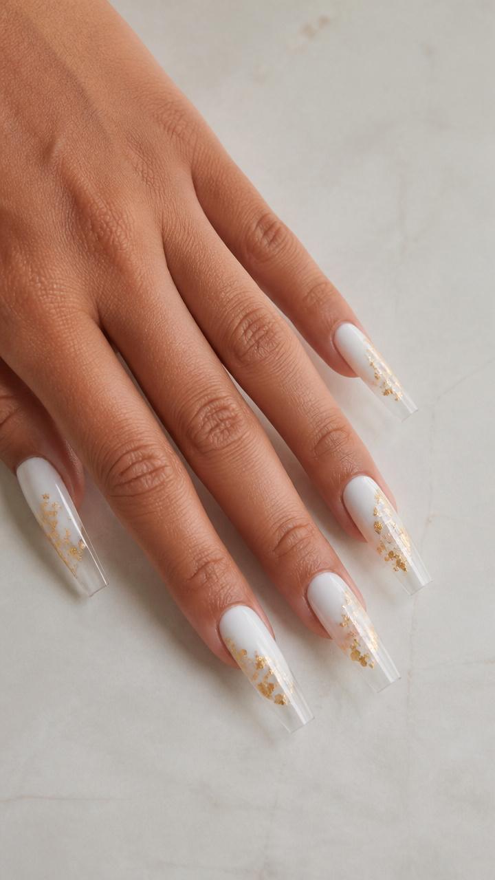 White Coffin with Gold Leaf and Clear Tips