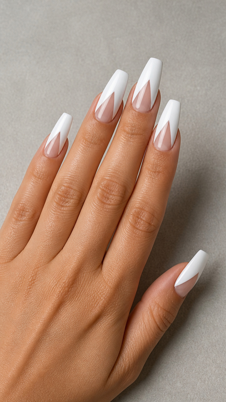 White Coffin with Negative Space Triangles