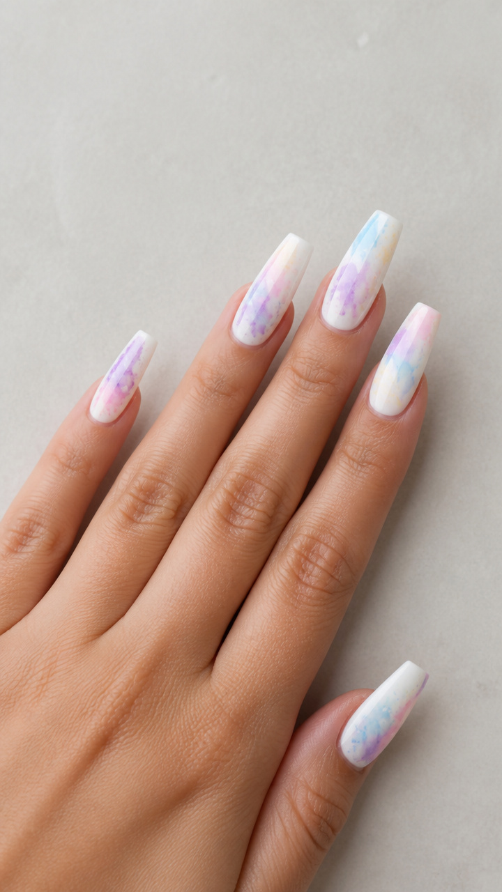 White Coffin with Pastel Watercolor Splashes
