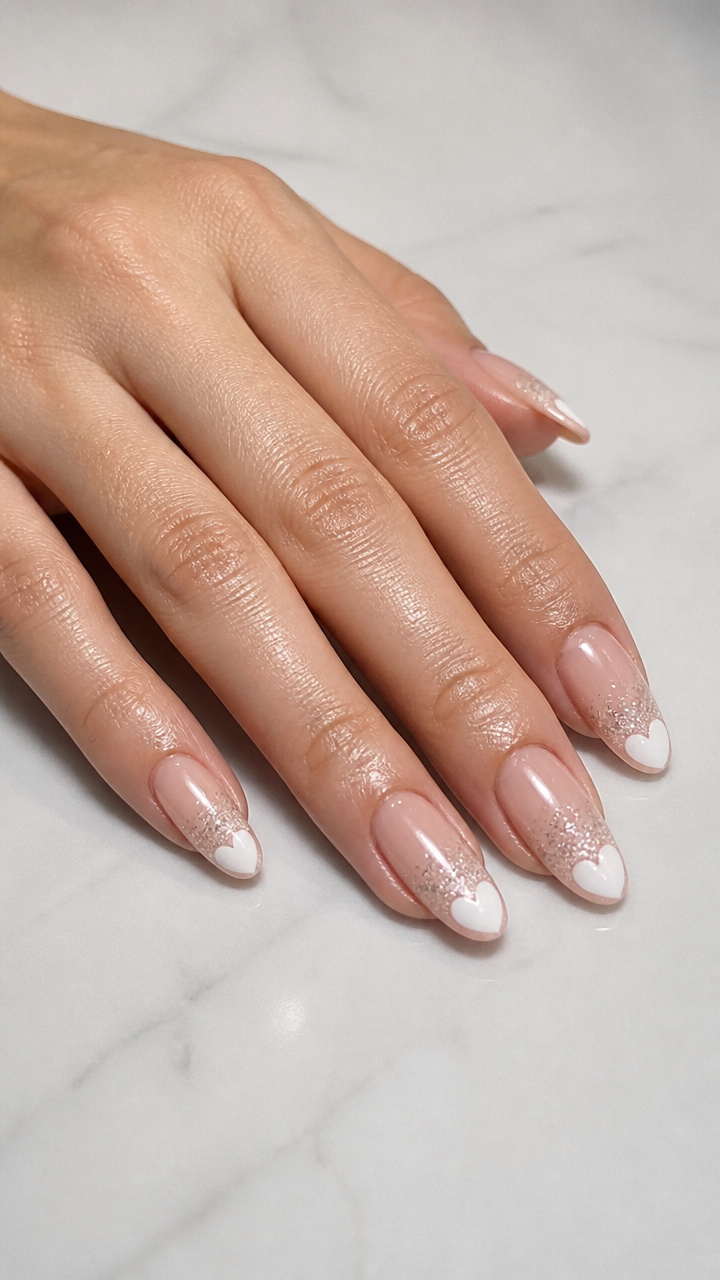 White Heart Glitter Fade