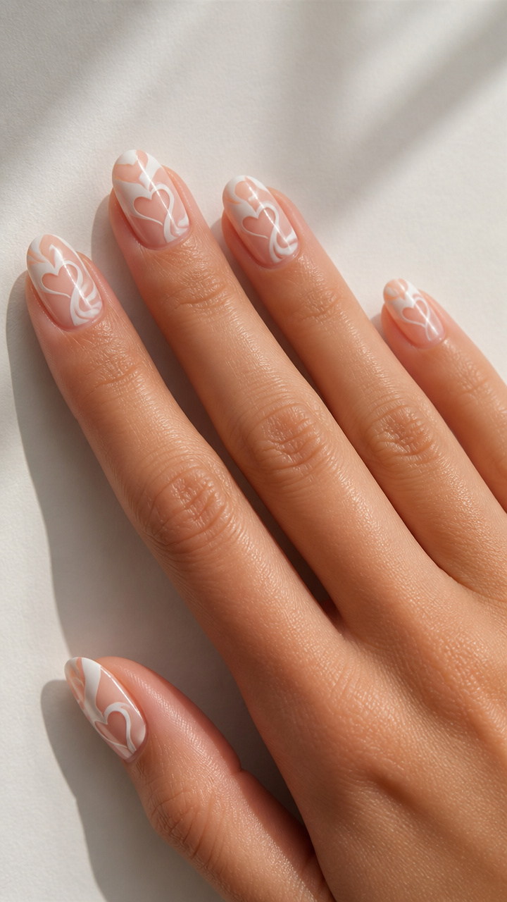 White Heart Negative Space Swirls