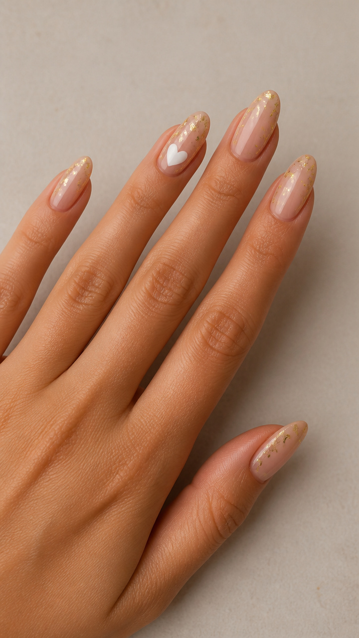 White Heart with Gold Foil Accents