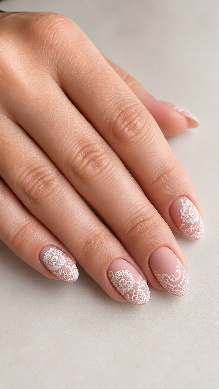 White Lace Pattern Over Matte Pink