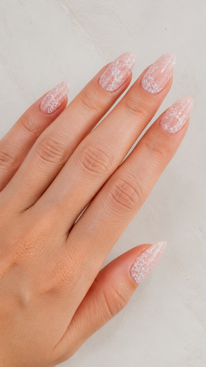 White Lace Pattern Over Sheer Pink Base