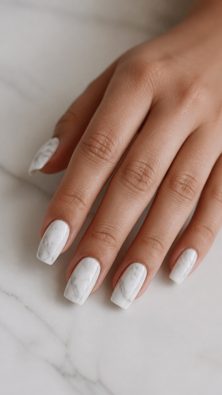 White Marble Swirl on Short Coffin