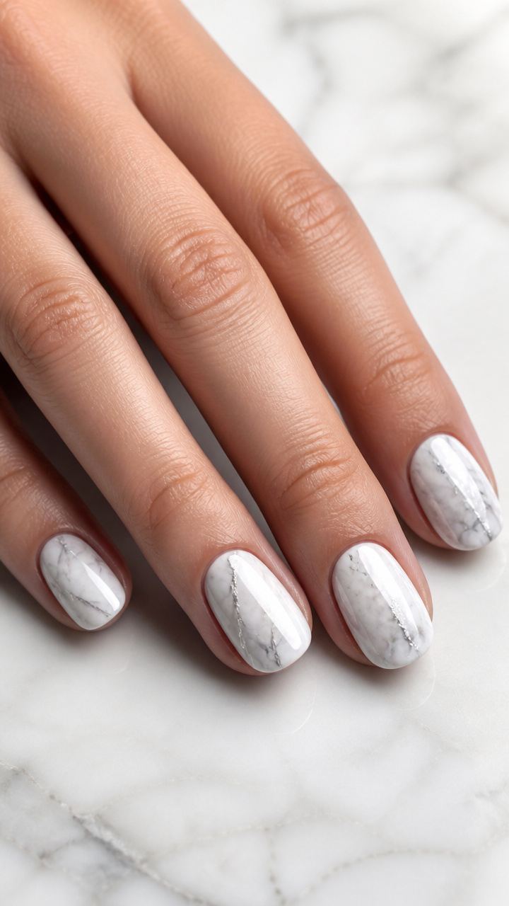 White Marble with Silver Veins