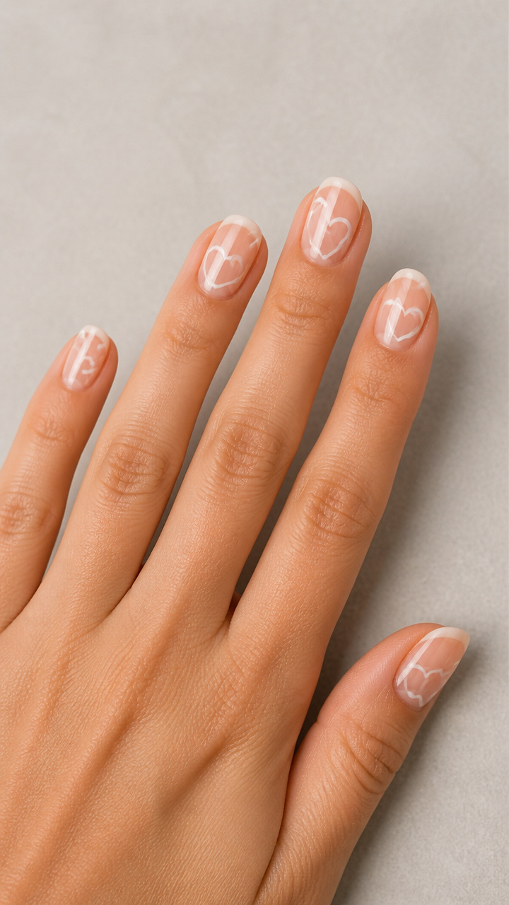 White Negative Space Hearts on Clear Base