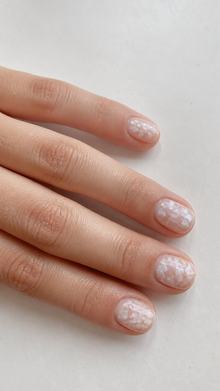 White Petal Flakes on Glossy Base