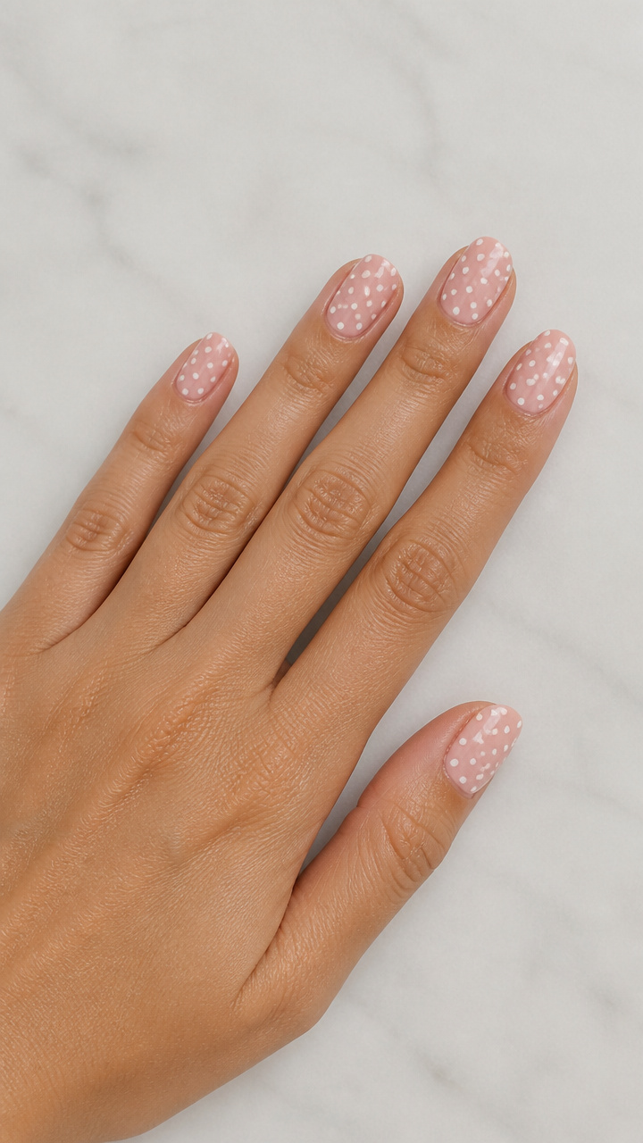 White Polka Dots on Soft Blush Pink