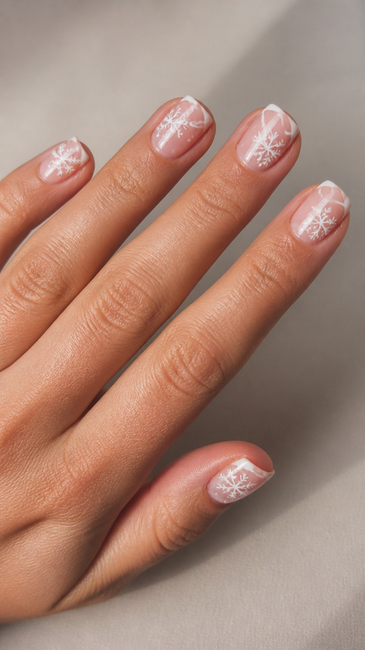 White Snowflake French Tip Twist