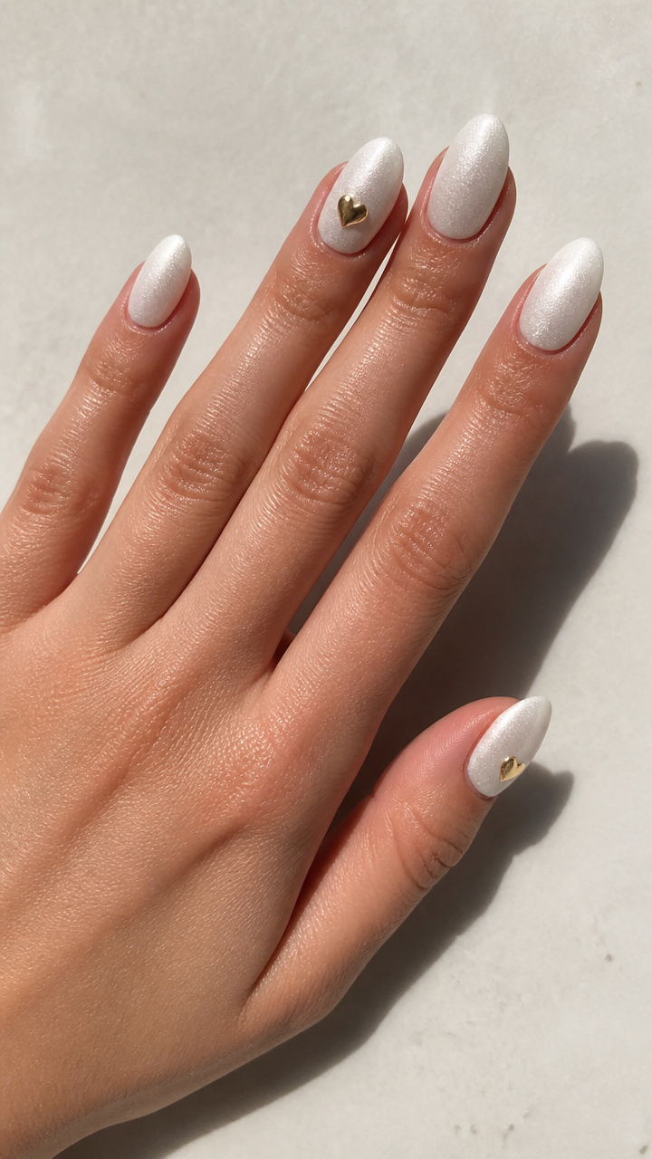 White Velvet Finish with Heart Charms